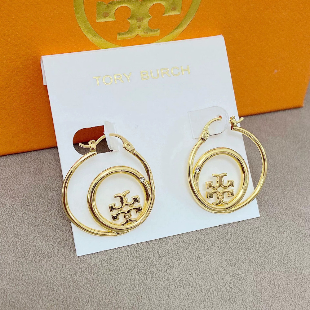 Tory Burch Geometric Rhinestone Round Stud Earrings